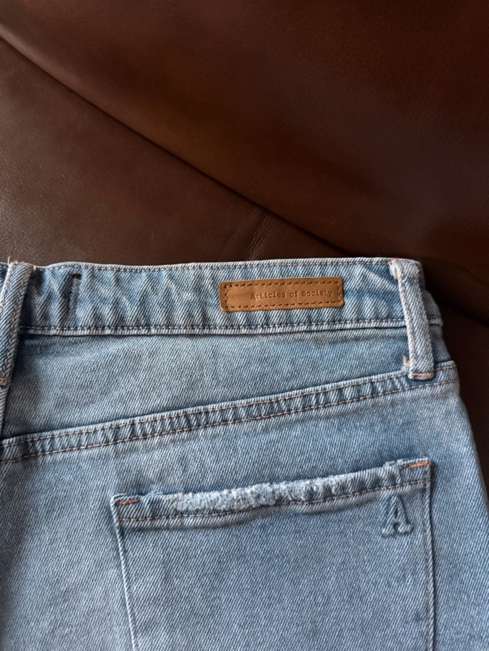 Articles Of Society Light Blue Distressed Denim Shorts - Picture 5 of 8